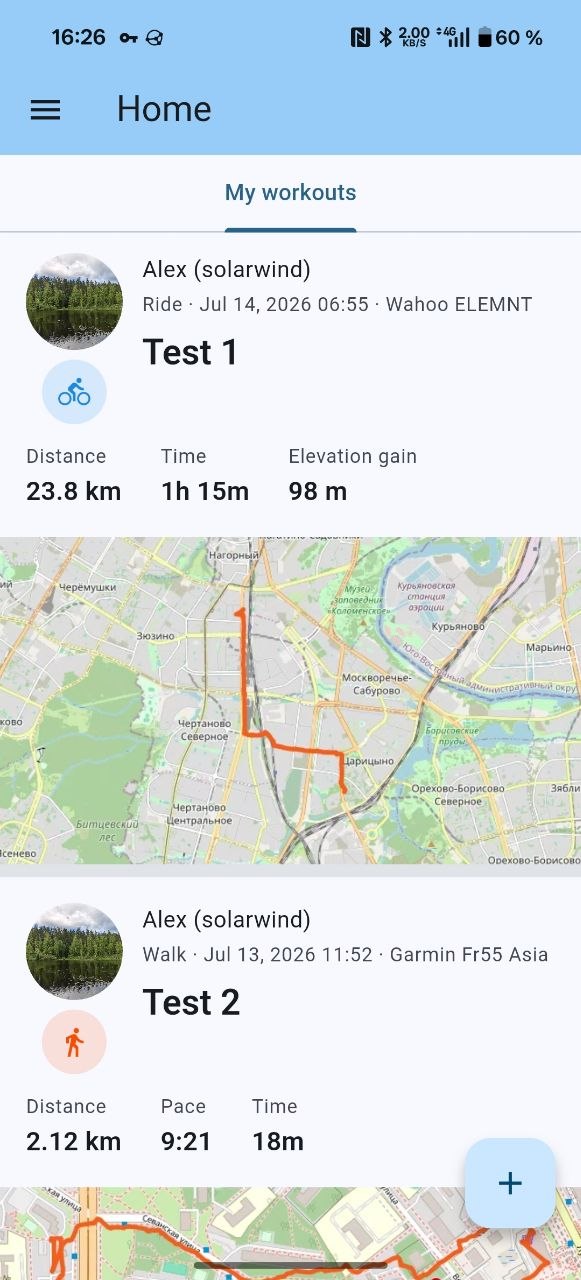 Workout list on Android